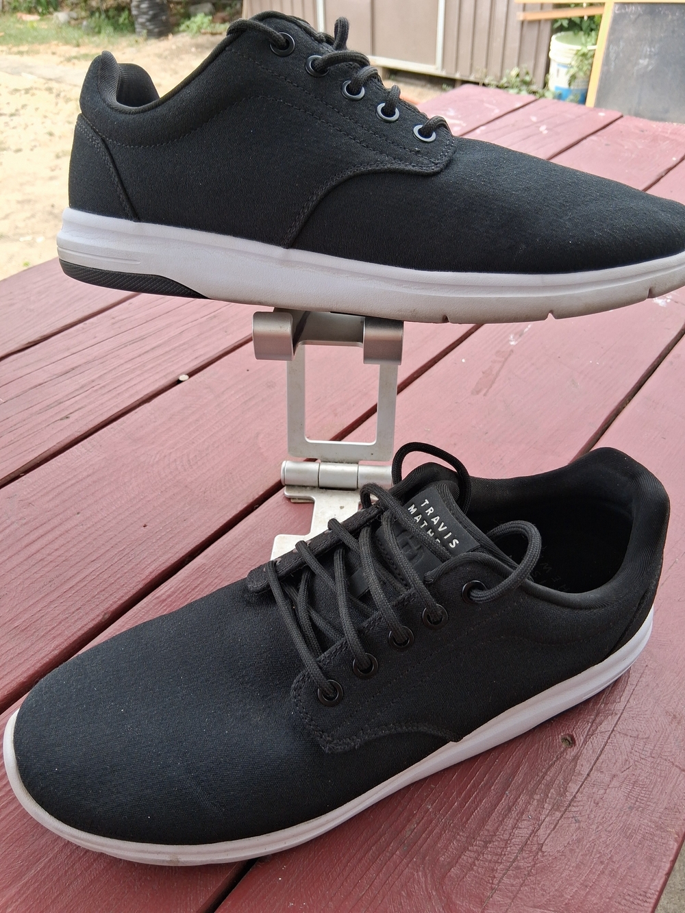 Travis Mathew Black Low-Top Canvas Sneakers with White Sole